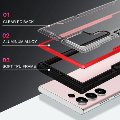 For Samsung Galaxy S22 Ultra 5G iPAKY Thunder Series Aluminum Frame + TPU Bumper + Clear PC Shockproof Phone Case(Black + Red) - Galaxy S22 Ultra 5G Cases by iPAKY | Online Shopping UK | buy2fix