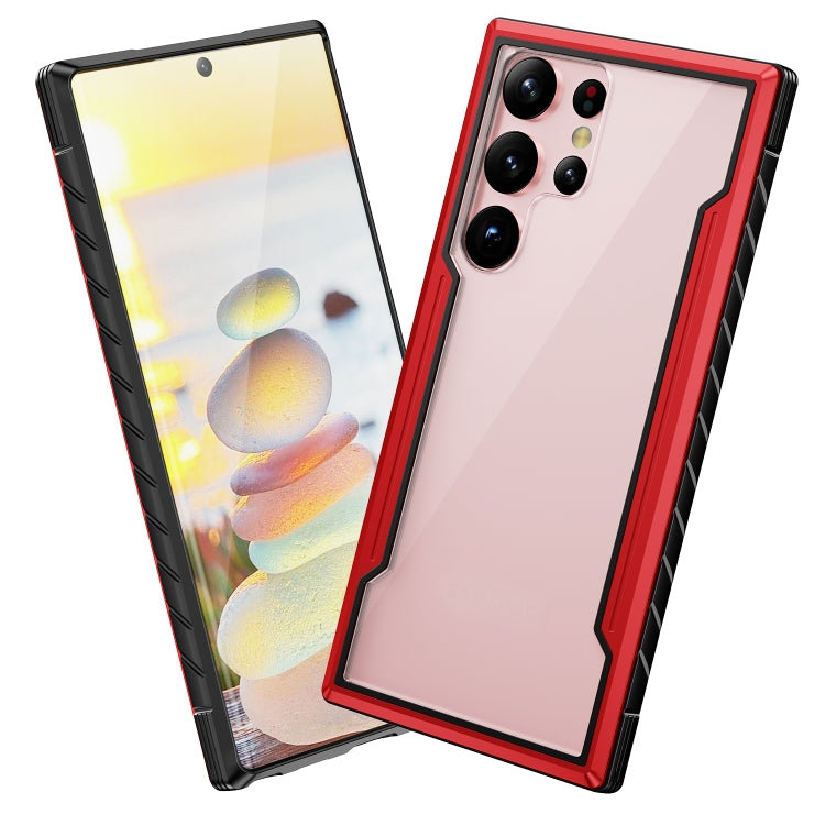 For Samsung Galaxy S23 Ultra 5G iPAKY Thunder Series Aluminum Frame + TPU Bumper + Clear PC Shockproof Phone Case(Black + Red) - Galaxy S23 Ultra 5G Cases by iPAKY | Online Shopping UK | buy2fix