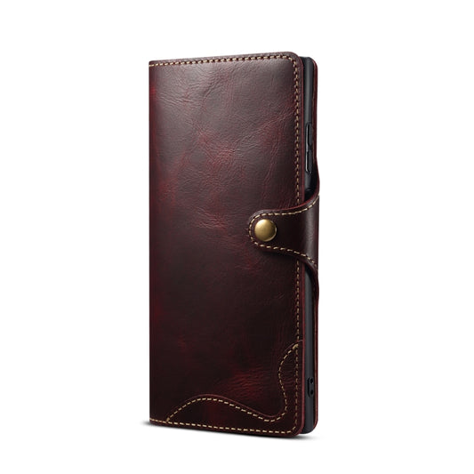 For Samsung Galaxy S23 Ultra 5G Denior Oil Wax Cowhide Magnetic Button Leather Phone Case(Dark Red) - Galaxy S23 Ultra 5G Cases by Denior | Online Shopping UK | buy2fix