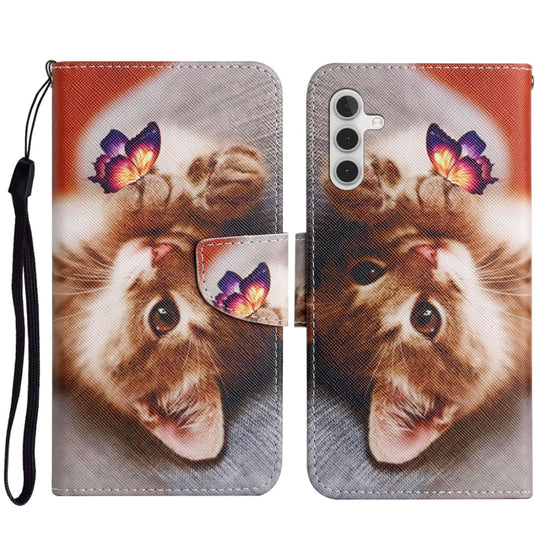 For Samsung Galaxy A54 Colored Drawing Pattern Leather Phone Case(Butterfly Cat)