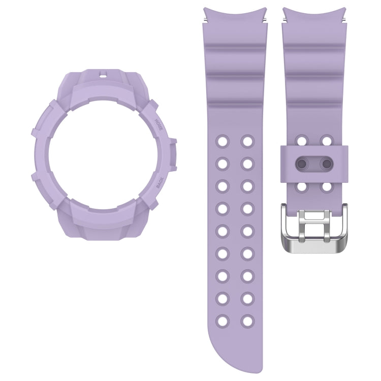 For Samsung Galaxy Watch5 40mm Armor Silicone Watch Band + Protective Case(Purple) by buy2fix