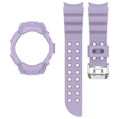 For Samsung Galaxy Watch5 44mm Armor Silicone Watch Band + Protective Case(Purple) - Watch Bands by buy2fix | Online Shopping UK | buy2fix