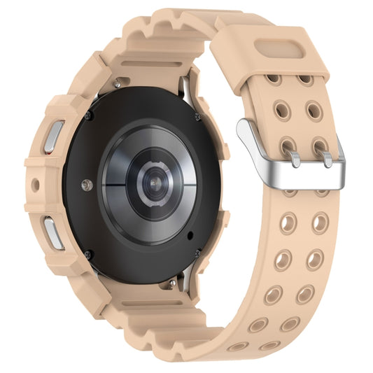 For Samsung Galaxy Watch4 44mm Armor Silicone Watch Band + Protective Case(Pink) by buy2fix