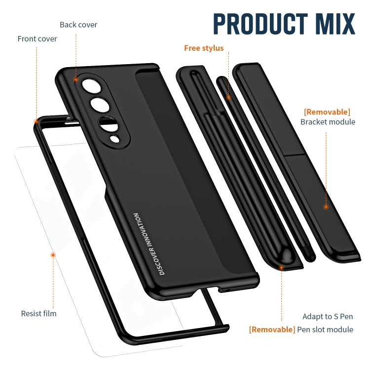 For Samsung Galaxy Z Fold4 2 in 1 Detachable PC Folding Phone Case with Holder & Pen Slot(Black) - Galaxy Z Fold4 5G Cases by buy2fix | Online Shopping UK | buy2fix