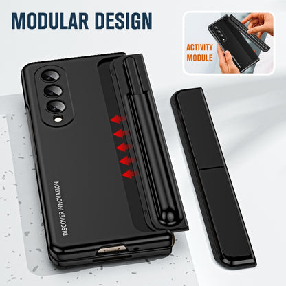 For Samsung Galaxy Z Fold4 2 in 1 Detachable PC Folding Phone Case with Holder & Pen Slot(Black) - Galaxy Z Fold4 5G Cases by buy2fix | Online Shopping UK | buy2fix