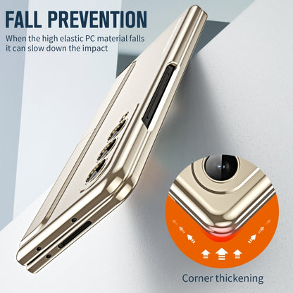 For Samsung Galaxy Z Fold4 2 in 1 Detachable PC Folding Phone Case with Holder & Pen Slot(Gold) - Galaxy Z Fold4 5G Cases by buy2fix | Online Shopping UK | buy2fix