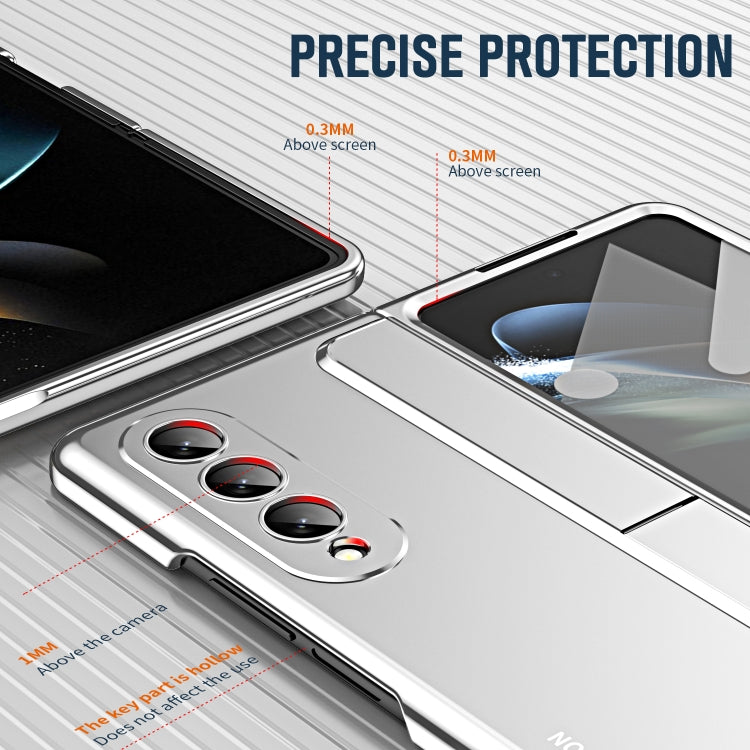 For Samsung Galaxy Z Fold4 2 in 1 Detachable PC Folding Phone Case with Holder & Pen Slot(Silver) - Galaxy Z Fold4 5G Cases by buy2fix | Online Shopping UK | buy2fix