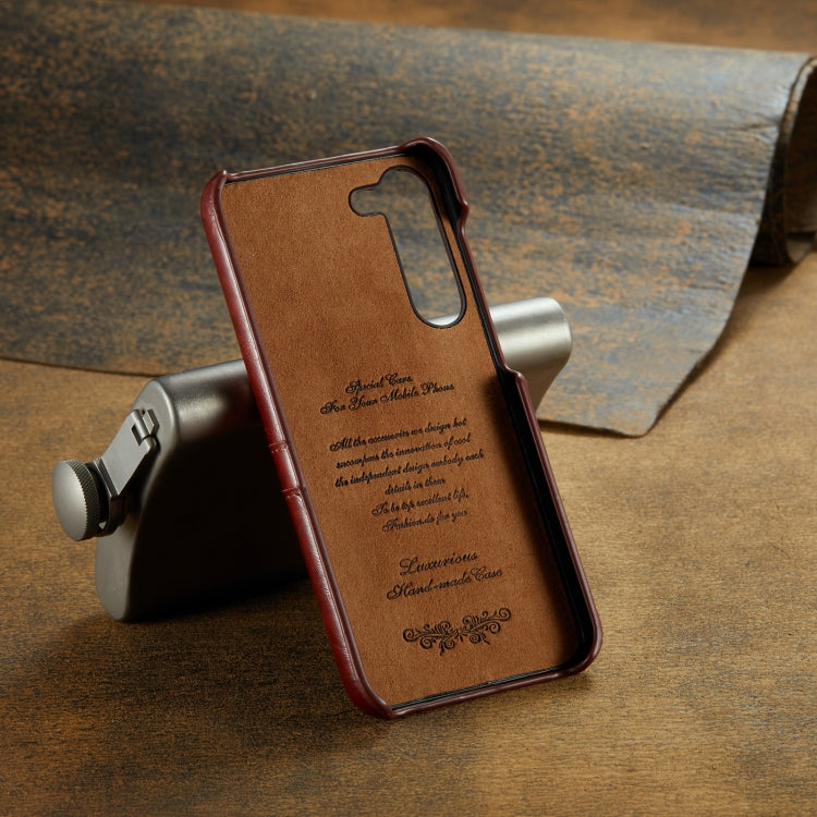 For Samsung Galaxy S23+ 5G Fierre Shann Oil Wax Texture Leather Phone Case with Card Slots(Brown) - Galaxy S23+ 5G Cases by FIERRE SHANN | Online Shopping UK | buy2fix