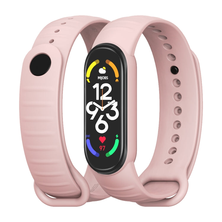 For Xiaomi Mi Band 7 / 6 / 5 MIJOBS Ripple Texture TPU Watch Band(Pink) - Watch Bands by MIJOBS | Online Shopping UK | buy2fix