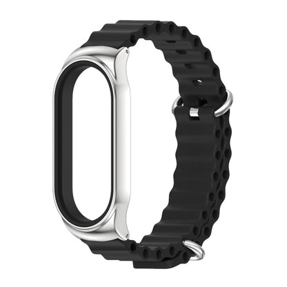 For Xiaomi Mi Band 6 / 5 / 4 / 3 MIJOBS CS Marine Silicone Breathable Watch Band(Black Silver) - Watch Bands by MIJOBS | Online Shopping UK | buy2fix