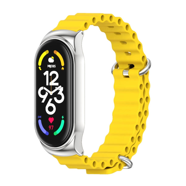 For Xiaomi Mi Band 6 / 5 / 4 / 3 MIJOBS CS Marine Silicone Breathable Watch Band(Yellow Silver) by MIJOBS