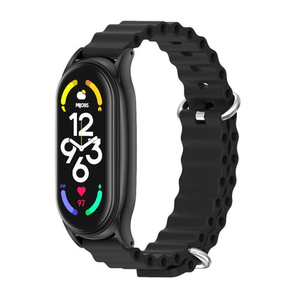 For Xiaomi Mi Band 7 / 7 NFC MIJOBS PLUS Marine Silicone Breathable Watch Band(Black) - Watch Bands by MIJOBS | Online Shopping UK | buy2fix