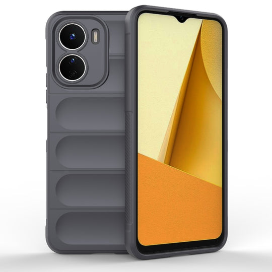 For vivo Y16 4G Global Magic Shield TPU + Flannel Phone Case(Dark Grey)