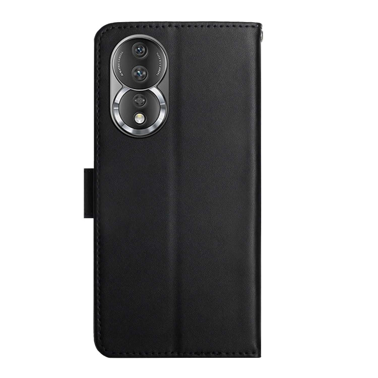 For Honor 80 HT02 Genuine Leather Fingerprint-proof Flip Phone Case(Black) - Honor Cases by buy2fix | Online Shopping UK | buy2fix
