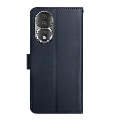 For Honor 80 HT02 Genuine Leather Fingerprint-proof Flip Phone Case(Blue) - Honor Cases by buy2fix | Online Shopping UK | buy2fix