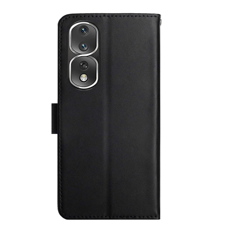 For Honor 80 Pro HT02 Genuine Leather Fingerprint-proof Flip Phone Case(Black) - Honor Cases by buy2fix | Online Shopping UK | buy2fix