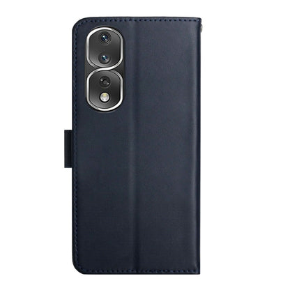 For Honor 80 Pro HT02 Genuine Leather Fingerprint-proof Flip Phone Case(Blue) - Honor Cases by buy2fix | Online Shopping UK | buy2fix