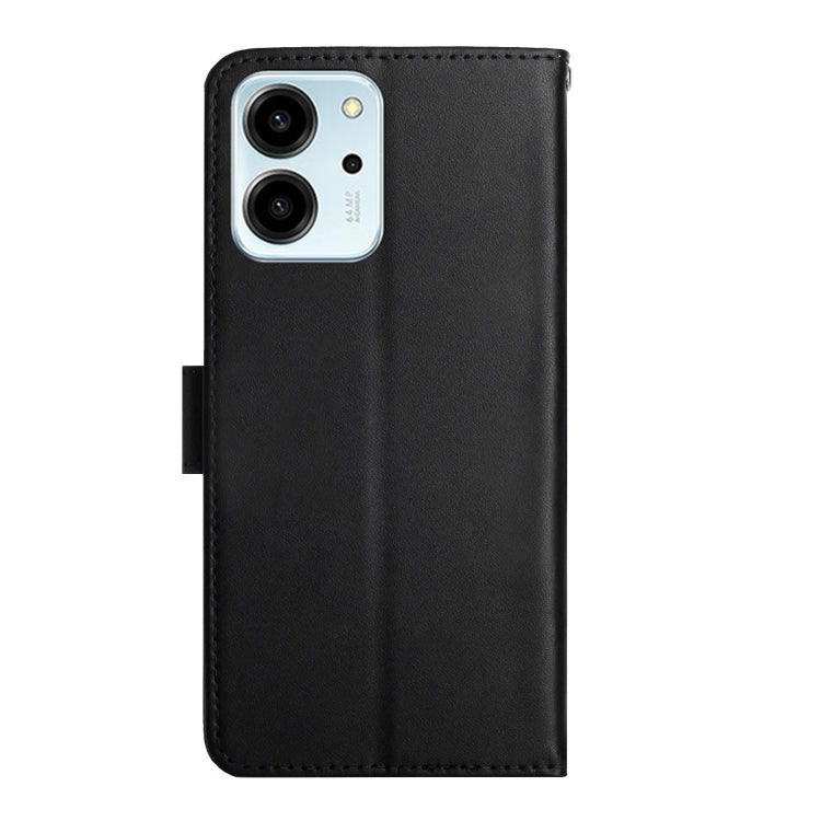 For Honor 80 SE HT02 Genuine Leather Fingerprint-proof Flip Phone Case(Black) - Honor Cases by buy2fix | Online Shopping UK | buy2fix