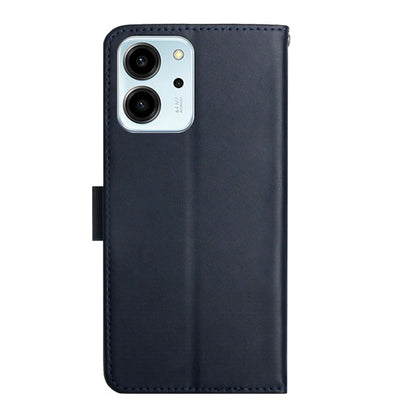 For Honor 80 SE HT02 Genuine Leather Fingerprint-proof Flip Phone Case(Blue) - Honor Cases by buy2fix | Online Shopping UK | buy2fix