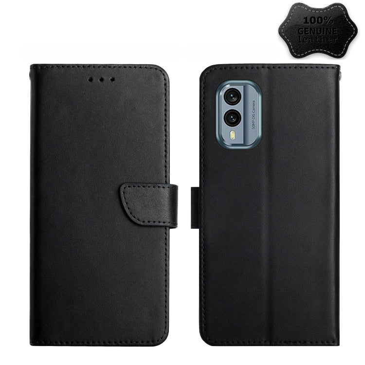 For Nokia X30 HT02 Genuine Leather Fingerprint-proof Flip Phone Case(Black) - Nokia Cases by buy2fix | Online Shopping UK | buy2fix