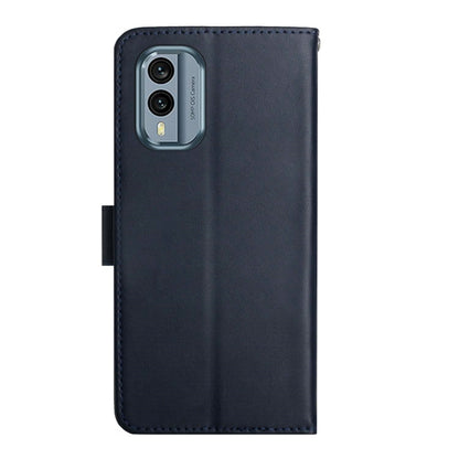 For Nokia X30 HT02 Genuine Leather Fingerprint-proof Flip Phone Case(Blue) - Nokia Cases by buy2fix | Online Shopping UK | buy2fix