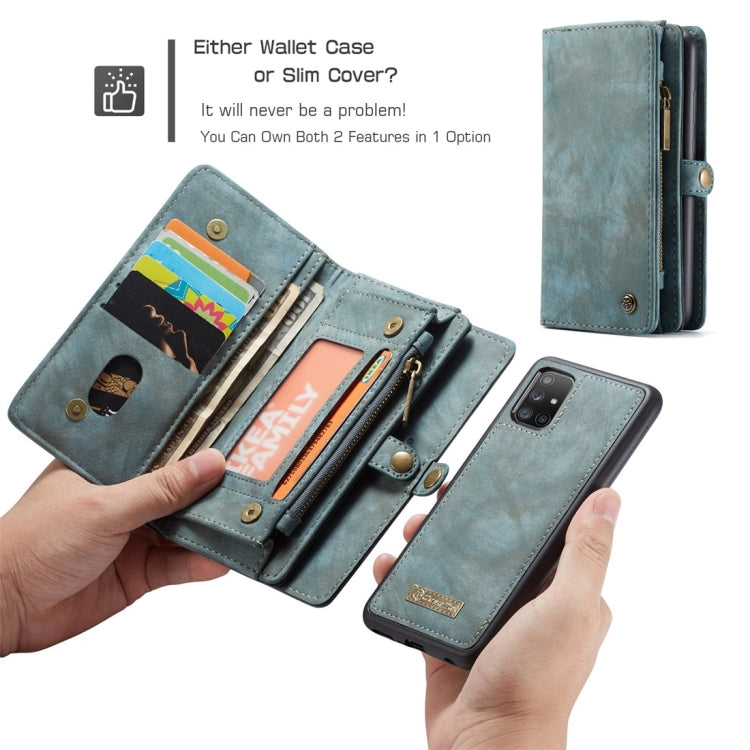 For Galaxy A51 4G CaseMe-008 Detachable Multifunctional Horizontal Flip Leather Case with Card Slot & Holder & Zipper Wallet & Photo Frame(Blue) - Galaxy Phone Cases by CaseMe | Online Shopping UK | buy2fix