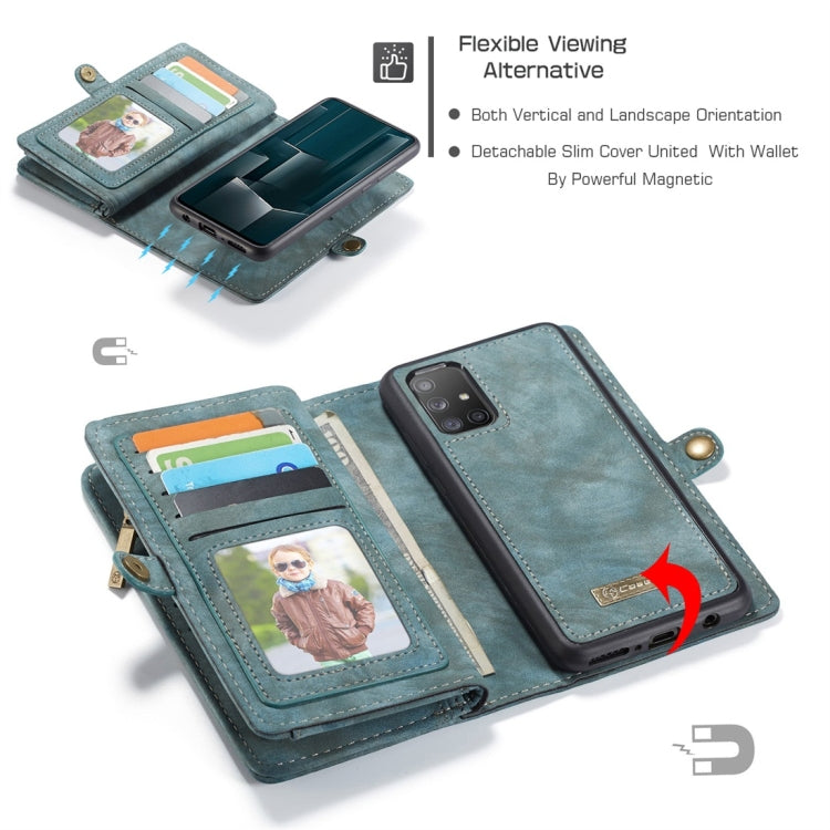 For Galaxy A51 4G CaseMe-008 Detachable Multifunctional Horizontal Flip Leather Case with Card Slot & Holder & Zipper Wallet & Photo Frame(Blue) - Galaxy Phone Cases by CaseMe | Online Shopping UK | buy2fix