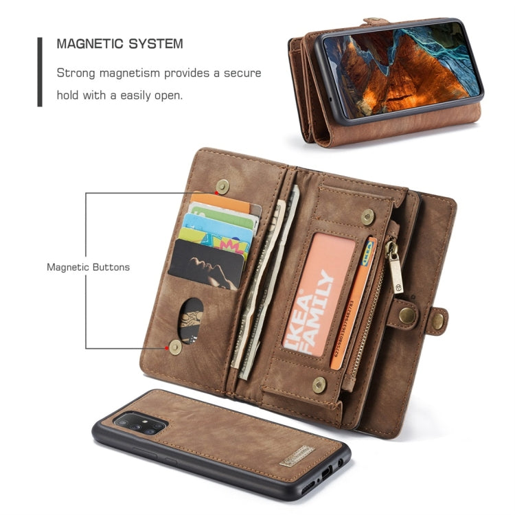 For Galaxy A51 4G CaseMe-008 Detachable Multifunctional Horizontal Flip Leather Case with Card Slot & Holder & Zipper Wallet & Photo Frame(Brown) - Galaxy Phone Cases by CaseMe | Online Shopping UK | buy2fix