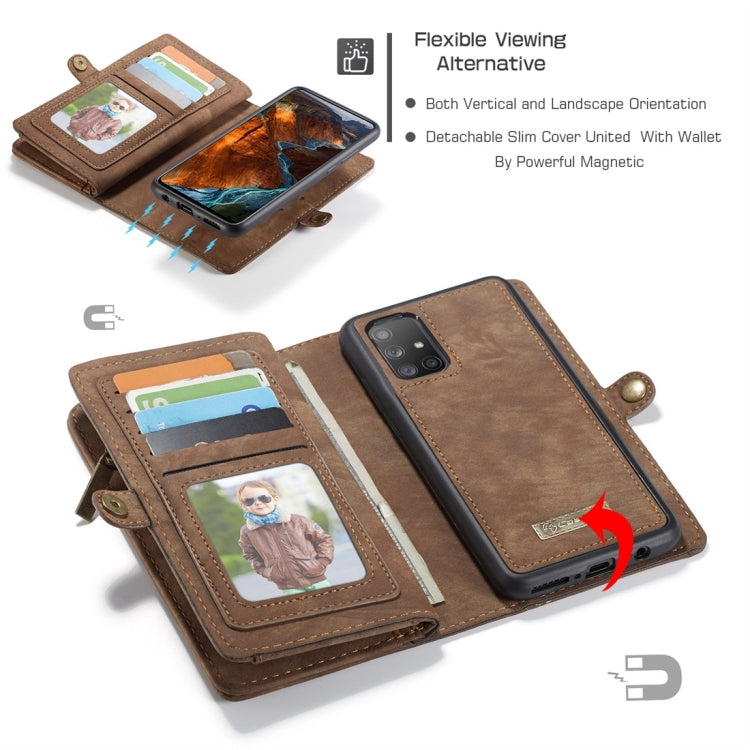 For Galaxy A51 4G CaseMe-008 Detachable Multifunctional Horizontal Flip Leather Case with Card Slot & Holder & Zipper Wallet & Photo Frame(Brown) - Galaxy Phone Cases by CaseMe | Online Shopping UK | buy2fix