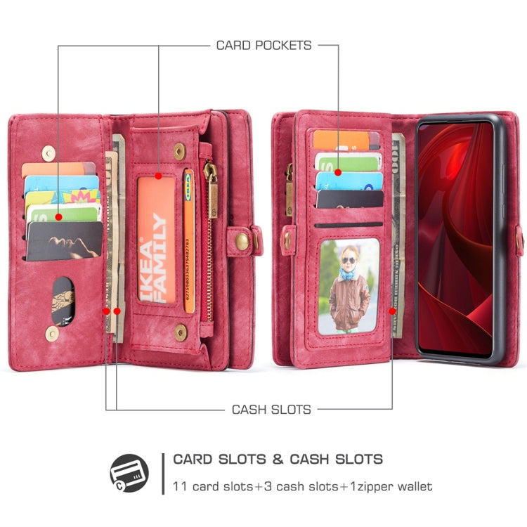For Galaxy A51 4G CaseMe-008 Detachable Multifunctional Horizontal Flip Leather Case with Card Slot & Holder & Zipper Wallet & Photo Frame(Red) - Galaxy Phone Cases by CaseMe | Online Shopping UK | buy2fix