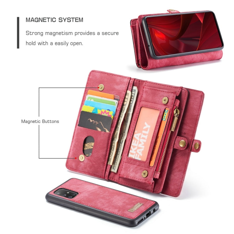 For Galaxy A51 4G CaseMe-008 Detachable Multifunctional Horizontal Flip Leather Case with Card Slot & Holder & Zipper Wallet & Photo Frame(Red) - Galaxy Phone Cases by CaseMe | Online Shopping UK | buy2fix