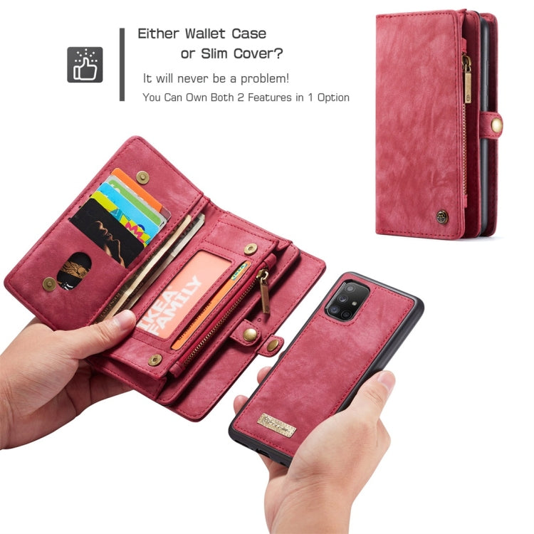 For Galaxy A51 4G CaseMe-008 Detachable Multifunctional Horizontal Flip Leather Case with Card Slot & Holder & Zipper Wallet & Photo Frame(Red) - Galaxy Phone Cases by CaseMe | Online Shopping UK | buy2fix