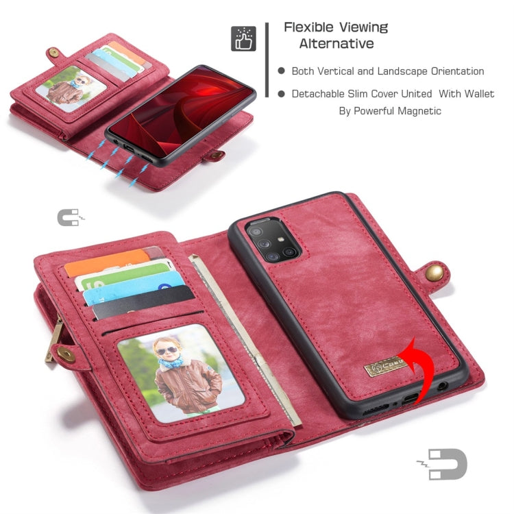 For Galaxy A51 4G CaseMe-008 Detachable Multifunctional Horizontal Flip Leather Case with Card Slot & Holder & Zipper Wallet & Photo Frame(Red) - Galaxy Phone Cases by CaseMe | Online Shopping UK | buy2fix