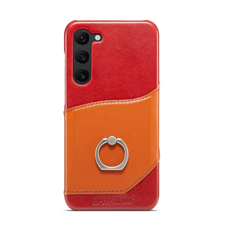 For Samsung Galaxy S23 5G Fierre Shann Oil Wax Texture Genuine Leather Back Phone Case(Red) - Galaxy S23 5G Cases by FIERRE SHANN | Online Shopping UK | buy2fix