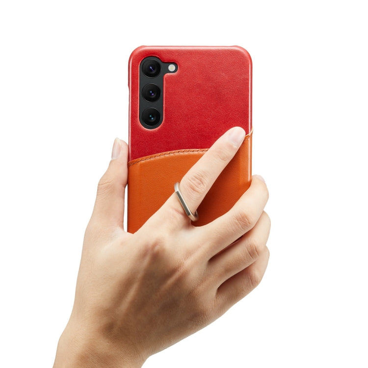 For Samsung Galaxy S23+ 5G Fierre Shann Oil Wax Texture Genuine Leather Back Phone Case(Red) - Galaxy S23+ 5G Cases by FIERRE SHANN | Online Shopping UK | buy2fix