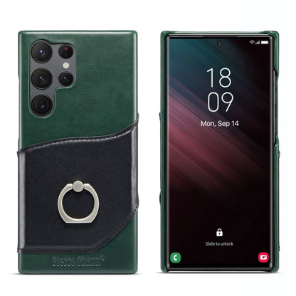 For Samsung Galaxy S23 Ultra 5G Fierre Shann Oil Wax Texture Genuine Leather Back Phone Case(Black) - Galaxy S23 Ultra 5G Cases by FIERRE SHANN | Online Shopping UK | buy2fix