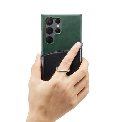 For Samsung Galaxy S23 Ultra 5G Fierre Shann Oil Wax Texture Genuine Leather Back Phone Case(Black) - Galaxy S23 Ultra 5G Cases by FIERRE SHANN | Online Shopping UK | buy2fix