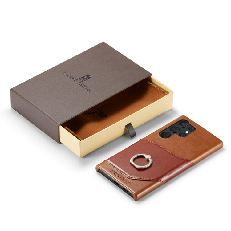 For Samsung Galaxy S23 Ultra 5G Fierre Shann Oil Wax Texture Genuine Leather Back Phone Case(Red) - Galaxy S23 Ultra 5G Cases by FIERRE SHANN | Online Shopping UK | buy2fix