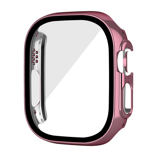 For Apple Watch Ultra 3 / 2 / 1 49mm Plating Gloss PC Tempered Glass Integral Watch Case(Pink) by buy2fix