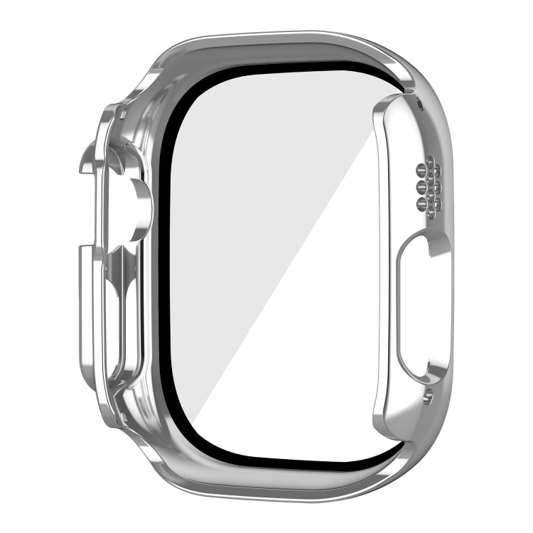 For Apple Watch Ultra 2 / Ultra 49mm Plating Gloss PC Tempered Glass Integral Watch Case(Silver) - Watch Cases by buy2fix | Online Shopping UK | buy2fix