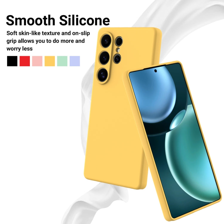 For Samsung Galaxy S25 Ultra Solid Color Liquid Silicone Dropproof Full Coverage Phone Case(Yellow) by buy2fix