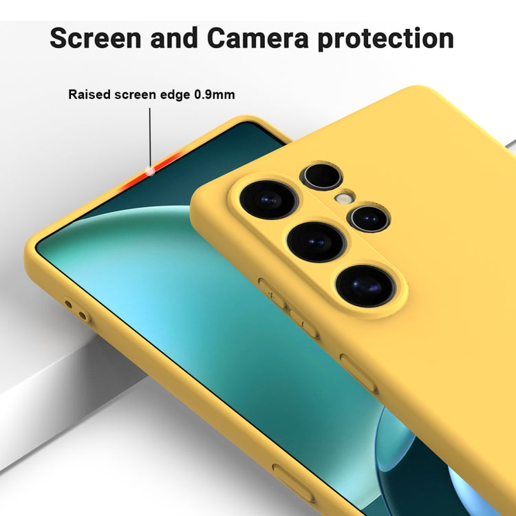 For Samsung Galaxy S25 Ultra Solid Color Liquid Silicone Dropproof Full Coverage Phone Case(Yellow) by buy2fix