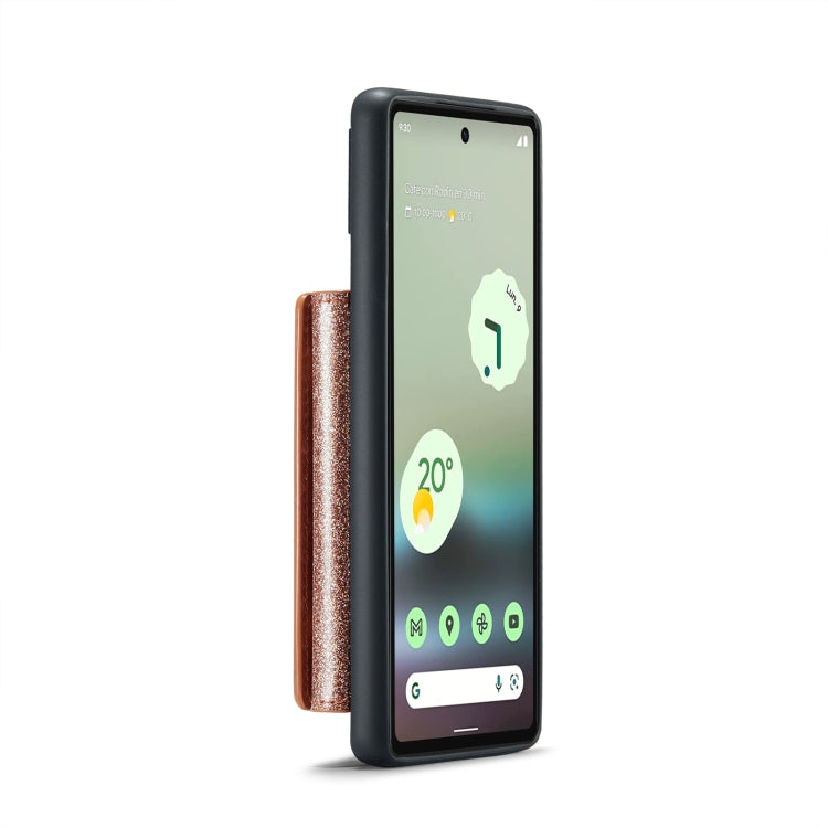 For Google Pixel 6a DG.MING M3 Series Glitter Powder Card Bag Leather Case(Rose Gold) by DG.MING