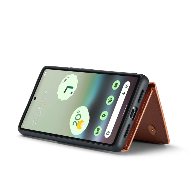 For Google Pixel 6a DG.MING M3 Series Glitter Powder Card Bag Leather Case(Rose Gold) by DG.MING