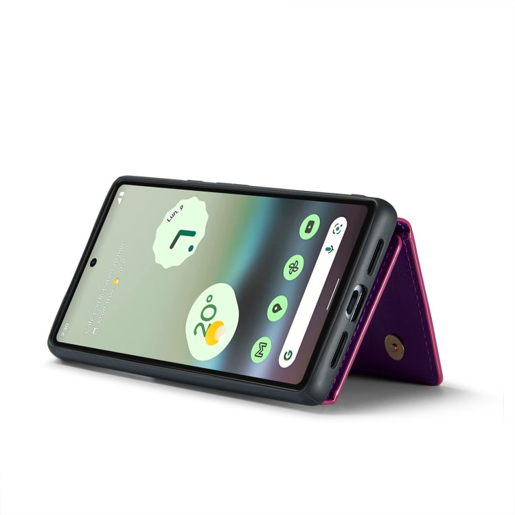 For Google Pixel 6a DG.MING M3 Series Glitter Powder Card Bag Leather Case(Dark Purple) by DG.MING