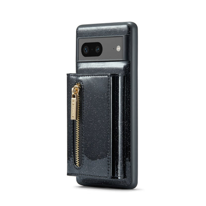 For Google Pixel 7 DG.MING M3 Series Glitter Powder Card Bag Leather Case(Black) by DG.MING