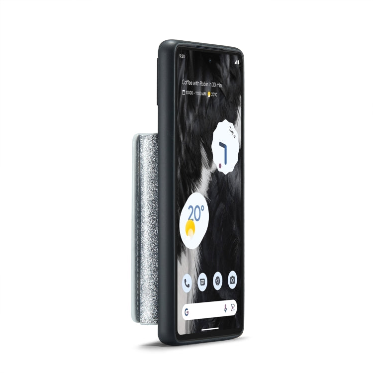 For Google Pixel 7 DG.MING M3 Series Glitter Powder Card Bag Leather Case(Silver) by DG.MING