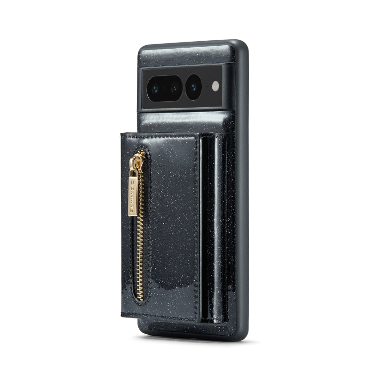 For Google Pixel 7 Pro DG.MING M3 Series Glitter Powder Card Bag Leather Case(Black) by DG.MING