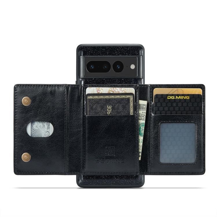For Google Pixel 7 Pro DG.MING M3 Series Glitter Powder Card Bag Leather Case(Black) by DG.MING
