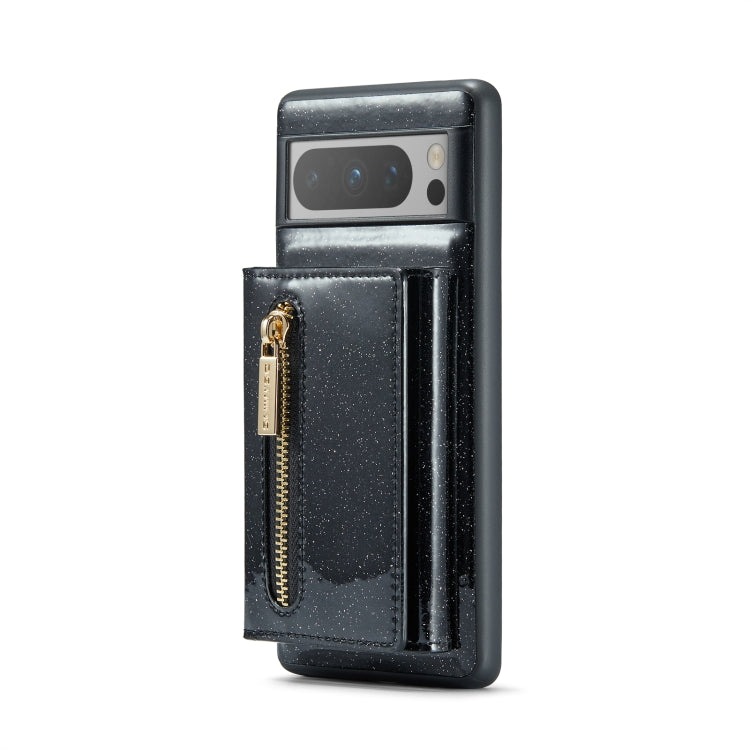 For Google Pixel 8 Pro DG.MING M3 Series Glitter Powder Card Bag Leather Case(Black) by DG.MING
